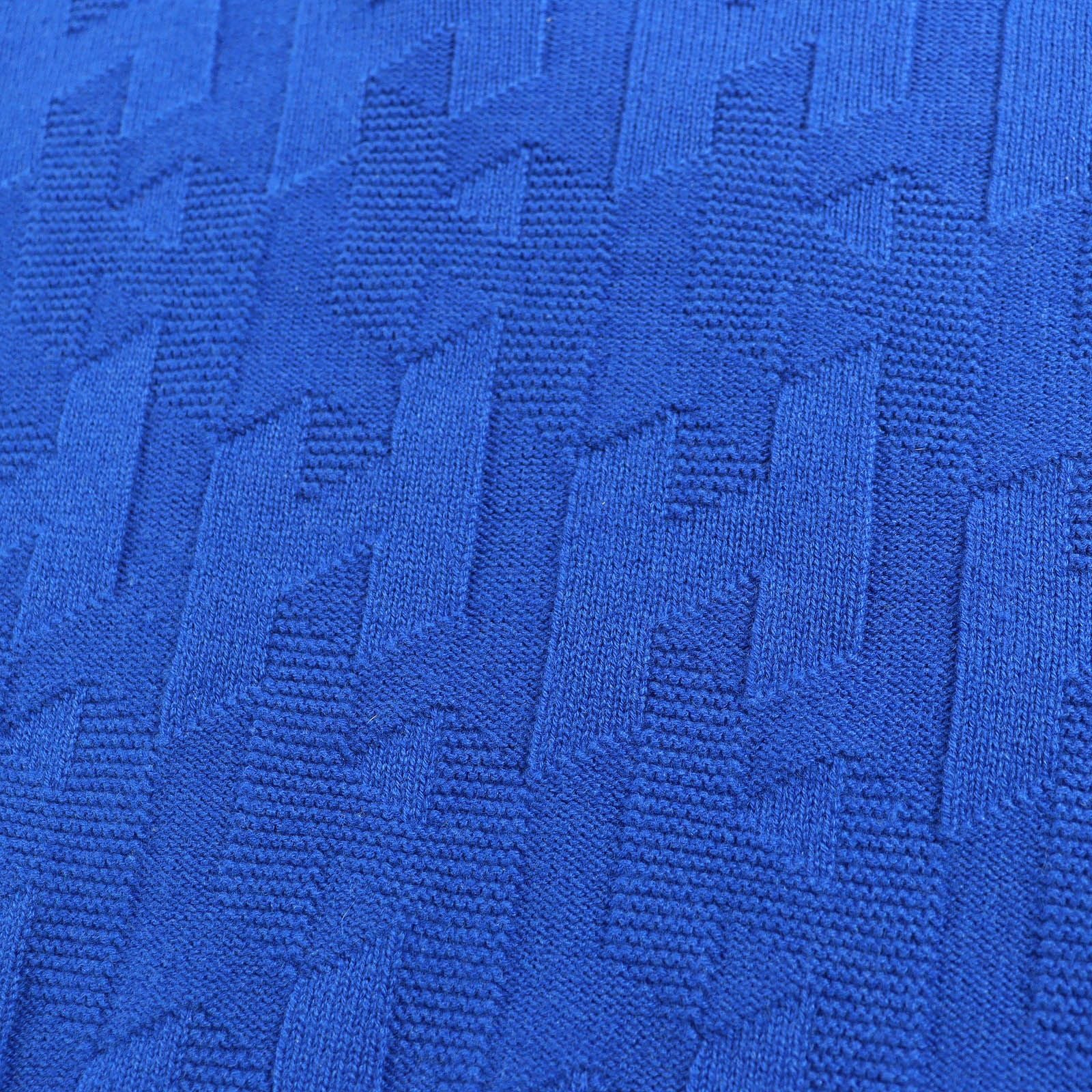Hermes Wool Motif All Pattern Crew Neck Long Sleeve Knit Sweater Blue 40 — view 5
