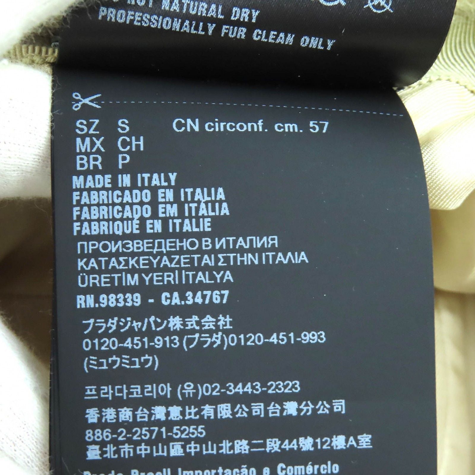 Prada Triangle Logo Plate Sheepskin Dyed Fur Bucket Hat Beige Gold S Recommended — view 8