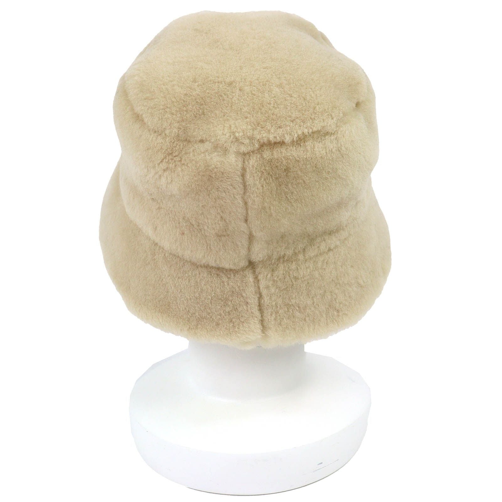 Prada Triangle Logo Plate Sheepskin Dyed Fur Bucket Hat Beige Gold S Recommended — view 4