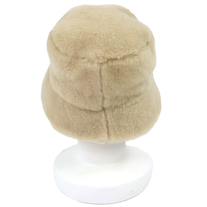 Prada Triangle Logo Plate Sheepskin Dyed Fur Bucket Hat Beige Gold S Recommended — view 4
