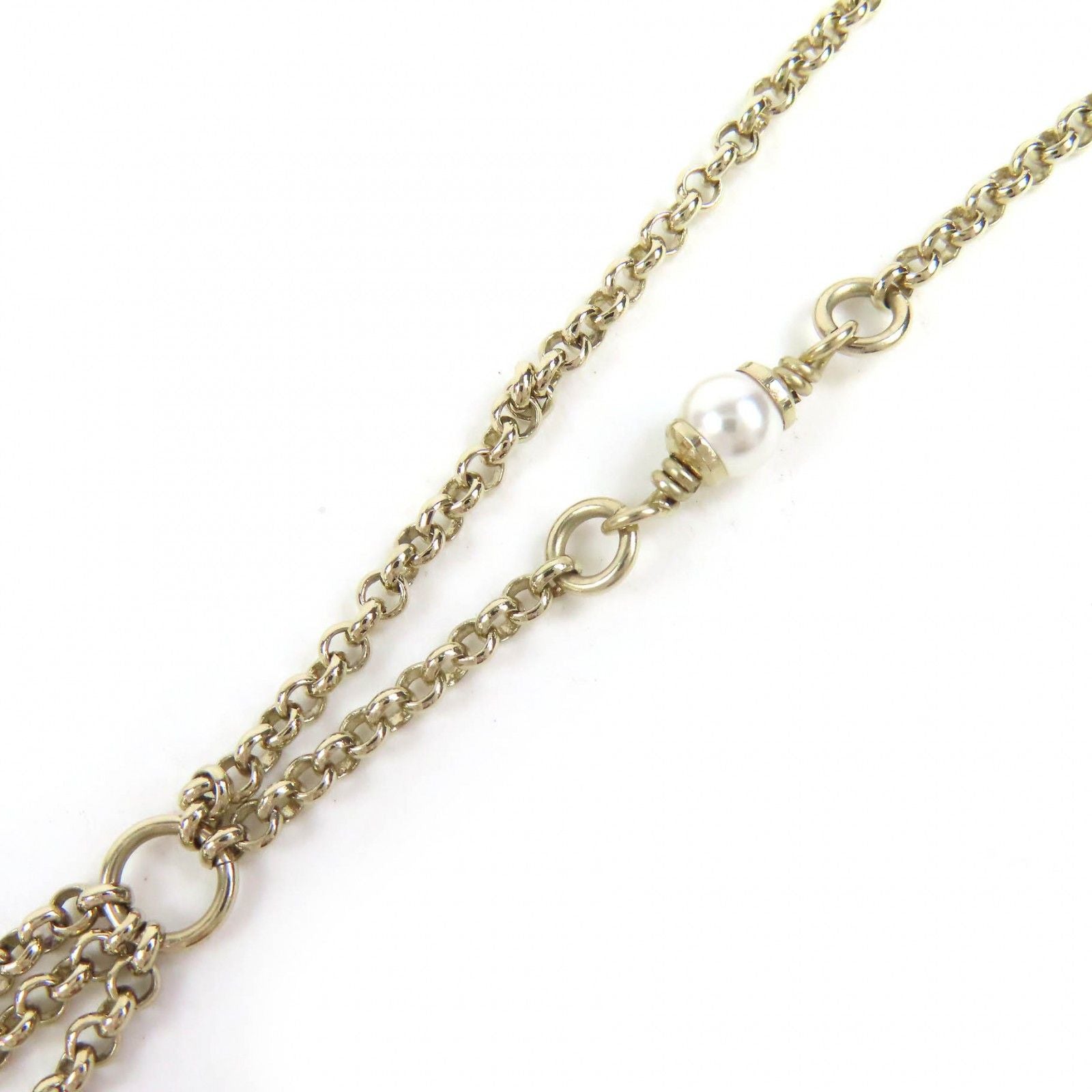 Chanel CC Logo Feather Pearl Strass Necklace Gold — view 5