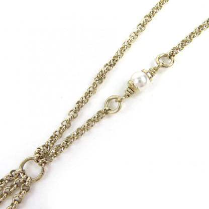 Chanel CC Logo Feather Pearl Strass Necklace Gold — view 5