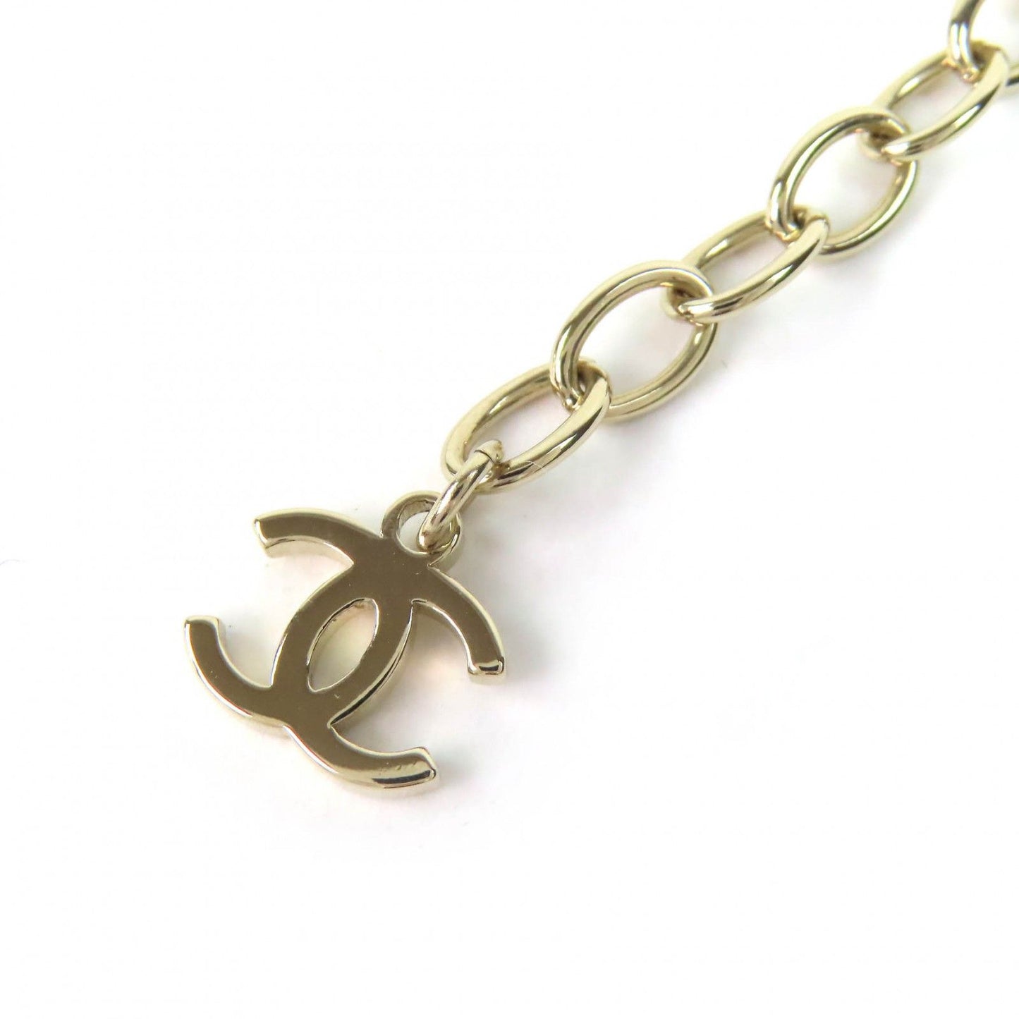 Chanel CC Logo Feather Pearl Strass Necklace Gold — view 7