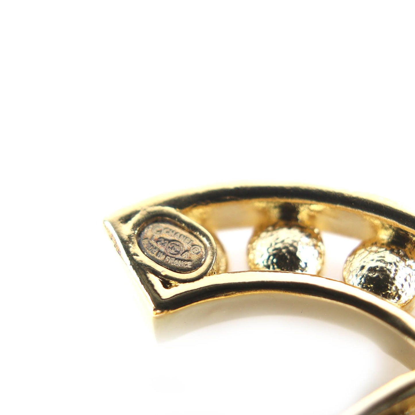 Chanel CC Logo Line Stone Buckle Leather Rubber Belt Black Gold — view 7