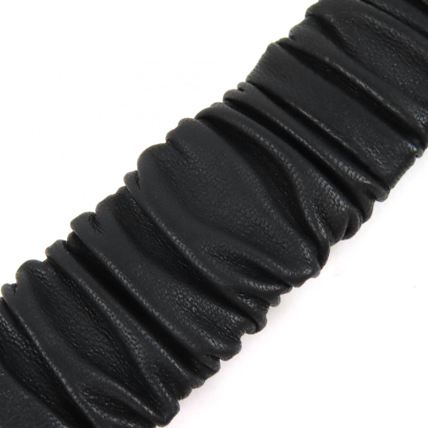 Chanel CC Logo Line Stone Buckle Leather Rubber Belt Black Gold — view 4