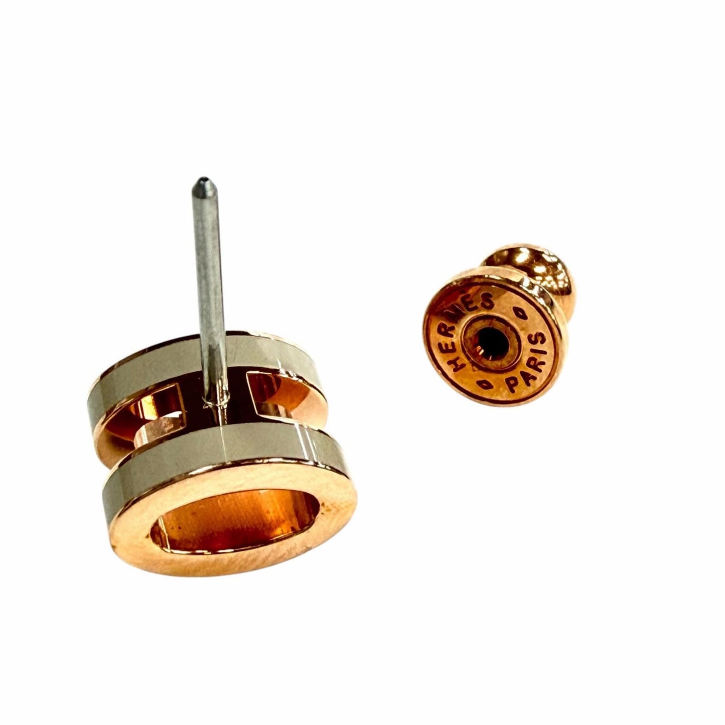 Hermes Mini Pop Brown Glace Rose Gold Earrings — view 5