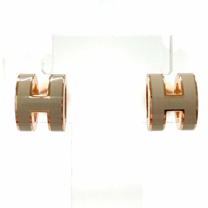 Hermes Mini Pop Brown Glace Rose Gold Earrings — view 9