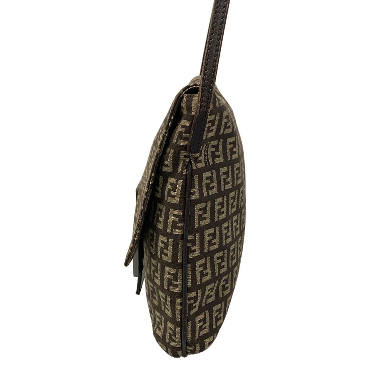 Fendi Shoulder Bag Zukki Nokamuse Pochette Dark Brown Beige Leather — view 4