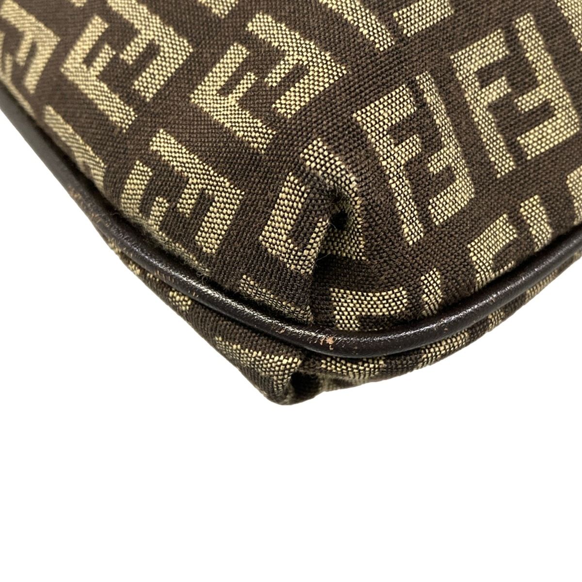 Fendi Shoulder Bag Zukki Nokamuse Pochette Dark Brown Beige Leather — view 6