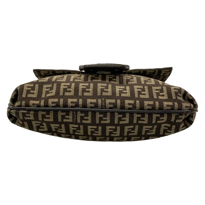 Fendi Shoulder Bag Zukki Nokamuse Pochette Dark Brown Beige Leather — view 5