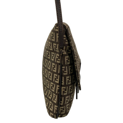 Fendi Shoulder Bag Zukki Nokamuse Pochette Dark Brown Beige Leather — view 2
