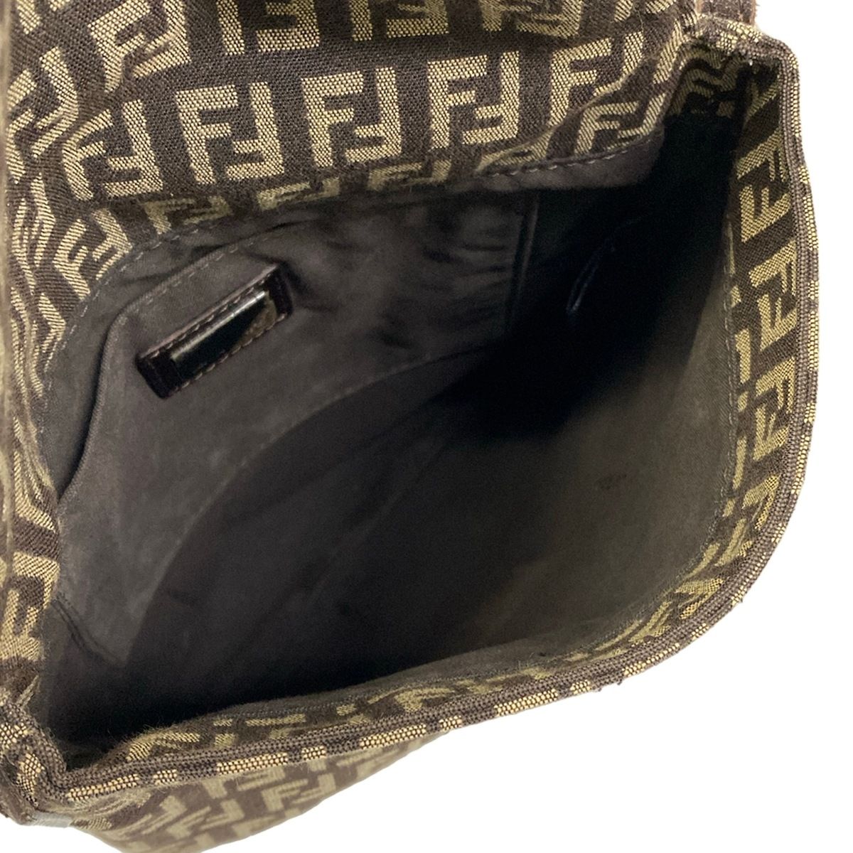 Fendi Shoulder Bag Zukki Nokamuse Pochette Dark Brown Beige Leather — view 7