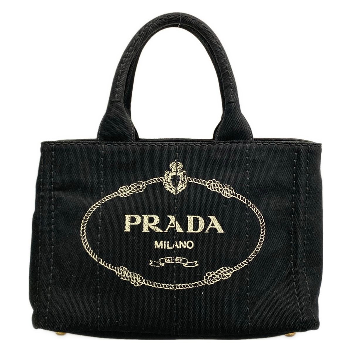Prada Tote Canapa Black White