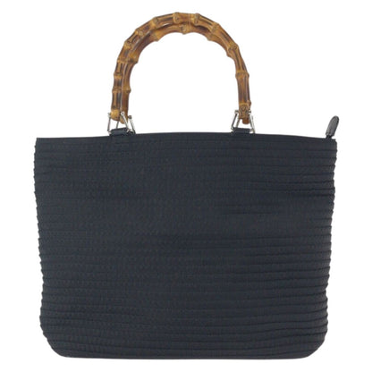 Gucci Vintage Bamboo Black Silver Nylon Tote
