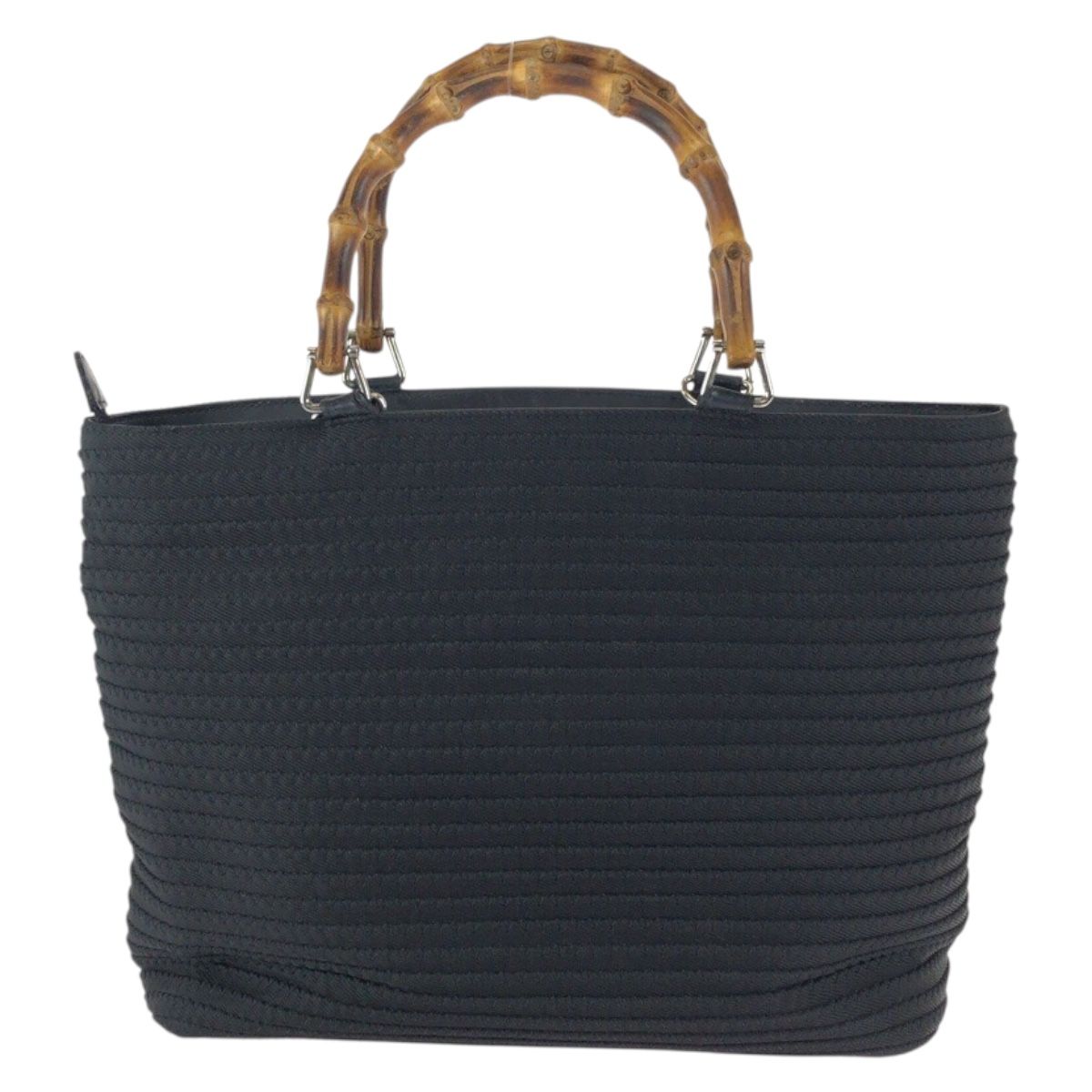 Gucci Vintage Bamboo Black Silver Nylon Tote — view 2