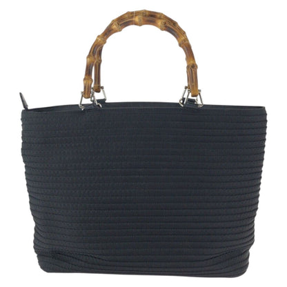 Gucci Vintage Bamboo Black Silver Nylon Tote — view 2