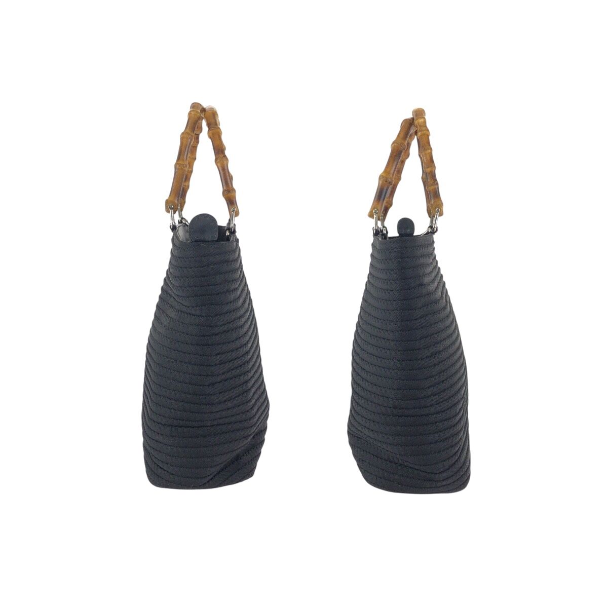 Gucci Vintage Bamboo Black Silver Nylon Tote — view 8