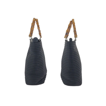 Gucci Vintage Bamboo Black Silver Nylon Tote — view 8
