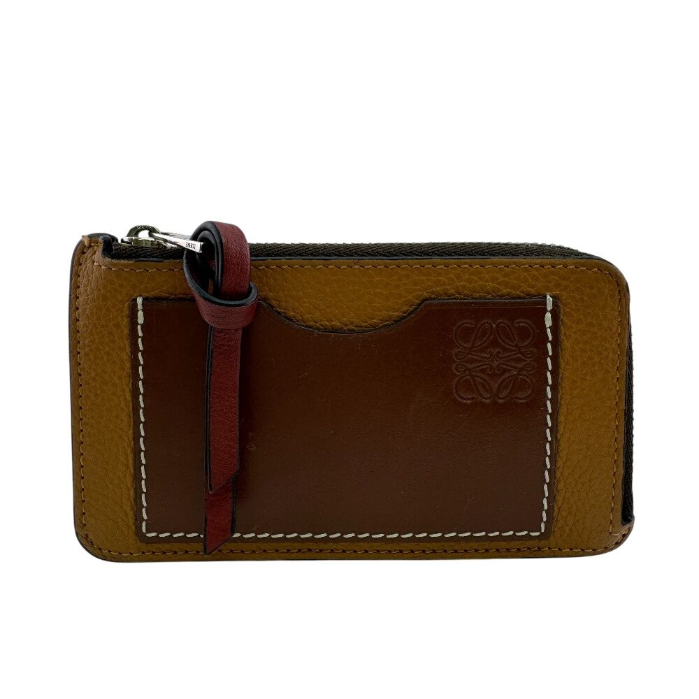 Loewe Card Holder Case L-shaped Zipper Anagram Leather Coin Brown