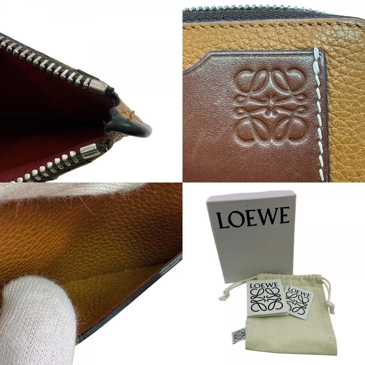 Loewe Card Holder Case L-shaped Zipper Anagram Leather Coin Brown — view 8