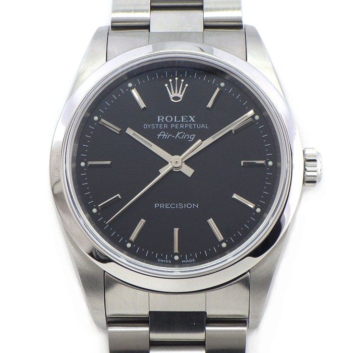 Rolex Watch Air King Black Dial Luminous Index Hand SS Automatic Winding