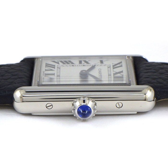 Cartier Watch Tank Mast SM Solar Beat Rectangular Silver Dial Roman Index Black — view 2