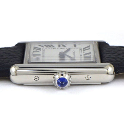 Cartier Watch Tank Mast SM Solar Beat Rectangular Silver Dial Roman Index Black — view 2