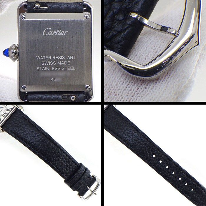 Cartier Watch Tank Mast SM Solar Beat Rectangular Silver Dial Roman Index Black — view 6