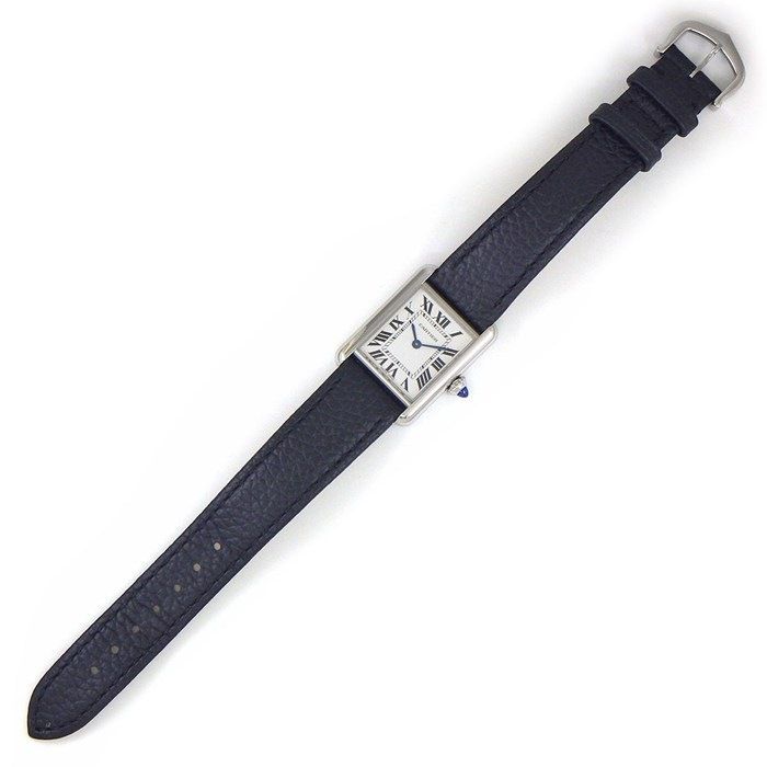 Cartier Watch Tank Mast SM Solar Beat Rectangular Silver Dial Roman Index Black — view 3