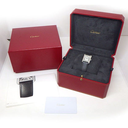 Cartier Watch Tank Mast SM Solar Beat Rectangular Silver Dial Roman Index Black — view 9