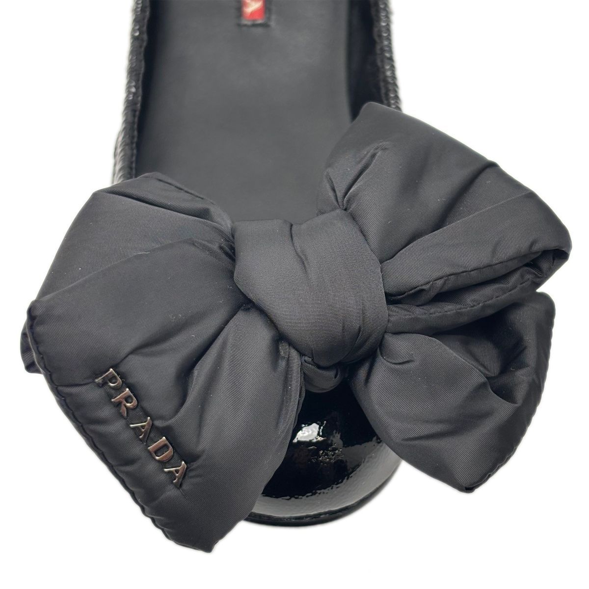Prada Flat Shoes Ballet Ribbon Patent Black — view 3