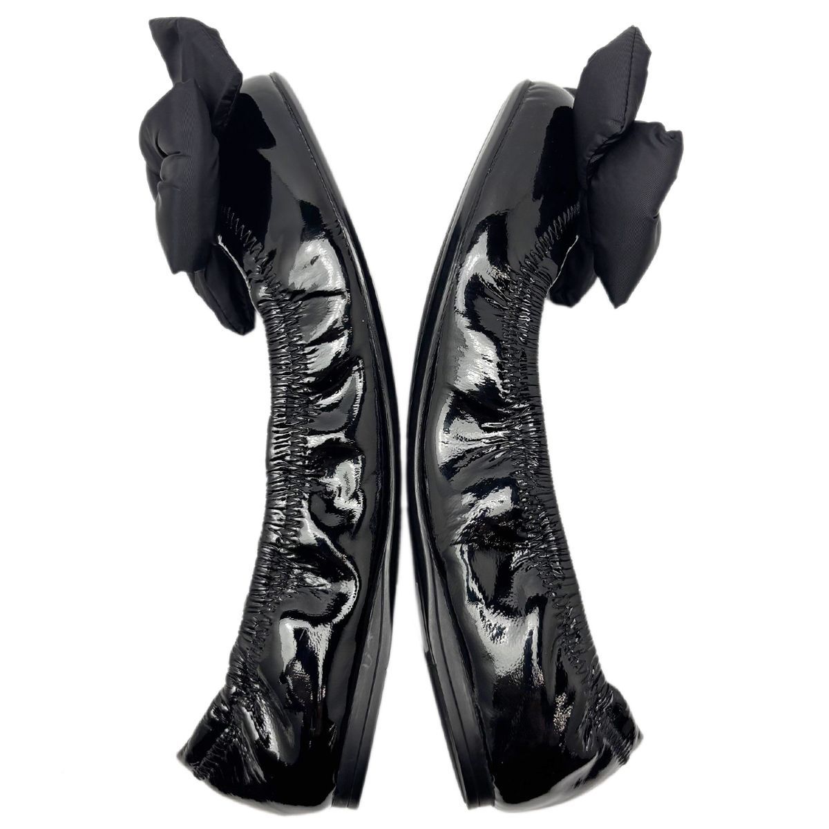 Prada Flat Shoes Ballet Ribbon Patent Black — view 4
