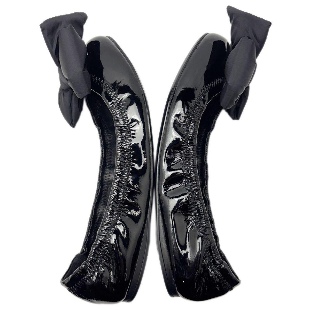 Prada Flat Shoes Ballet Ribbon Patent Black — view 5
