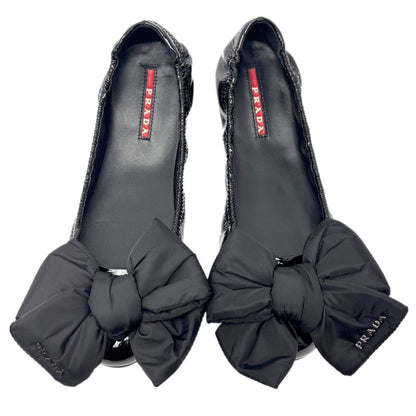 Prada Flat Shoes Ballet Ribbon Patent Black — view 2