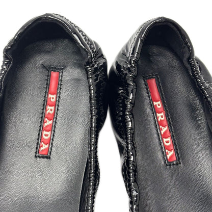 Prada Flat Shoes Ballet Ribbon Patent Black — view 9