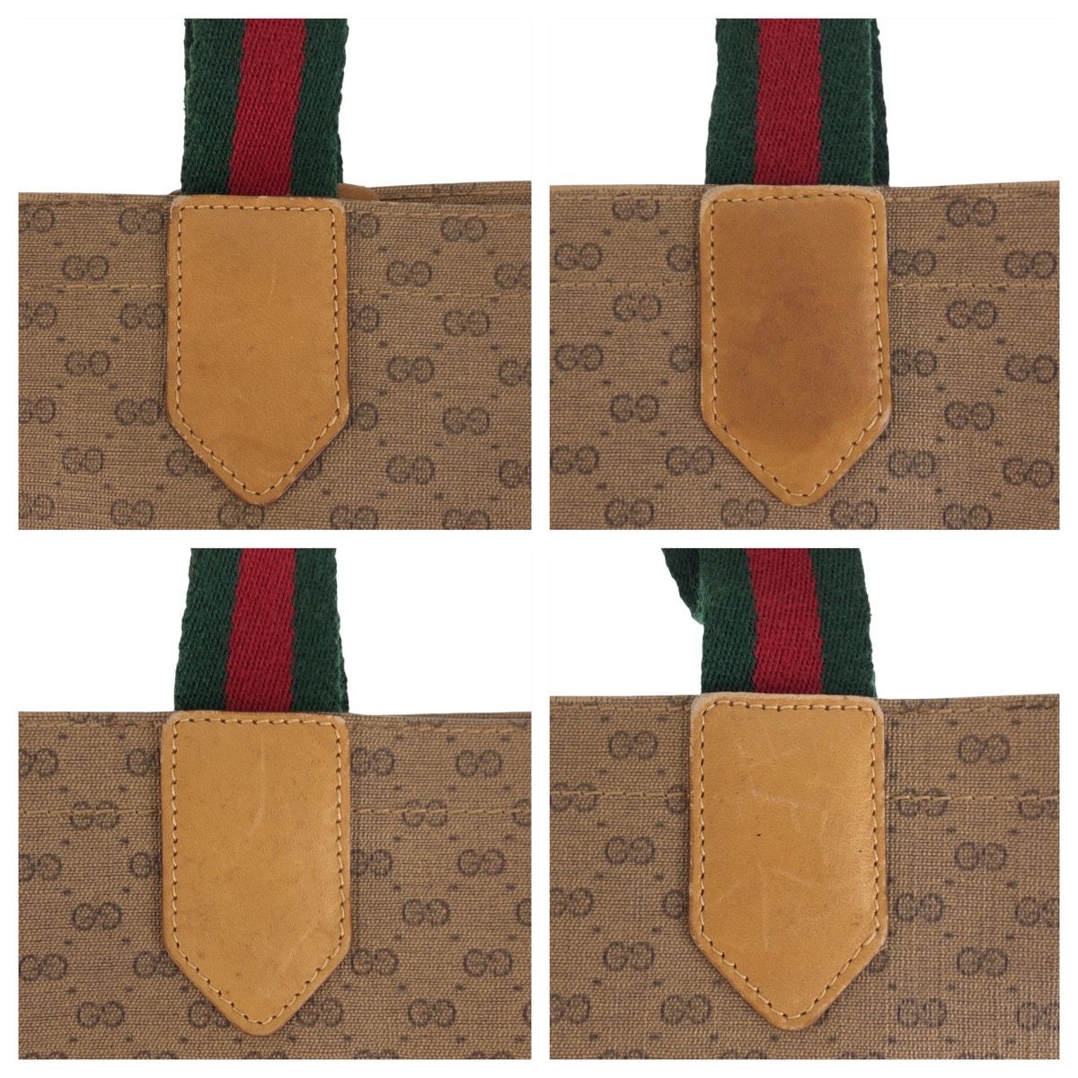 Gucci Vintage Sherry Line Micro GG Beige Green Supreme Canvas Tote Shoulder Bag — view 5