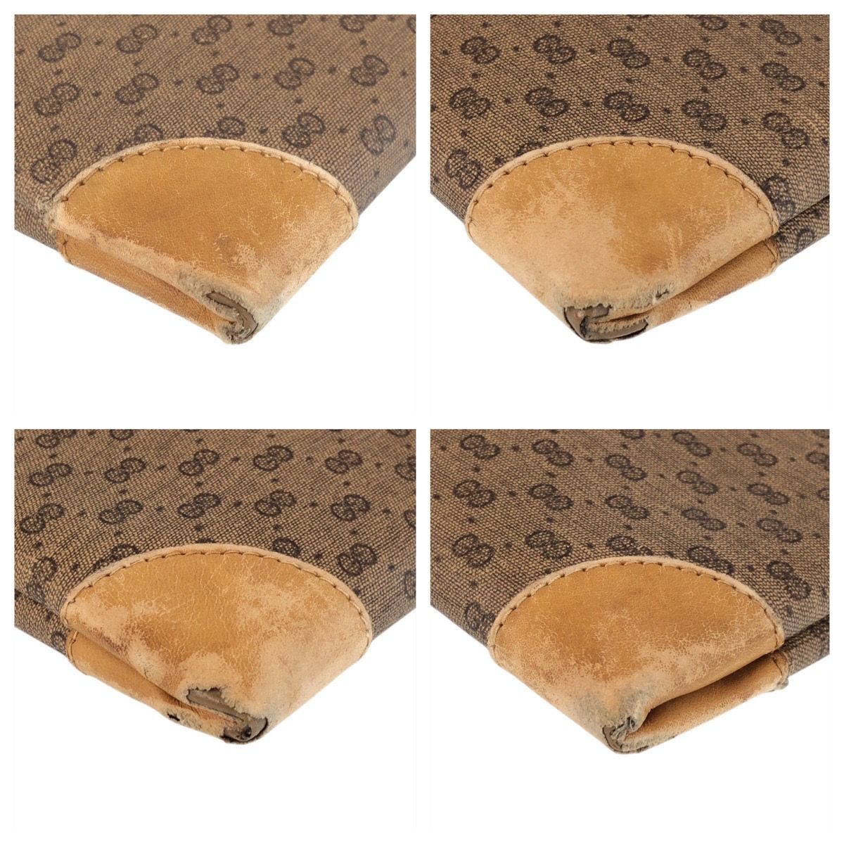 Gucci Vintage Sherry Line Micro GG Beige Green Supreme Canvas Tote Shoulder Bag — view 3