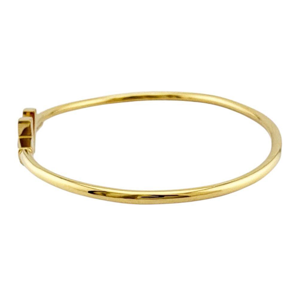 Tiffany & Co T Wire Bangle 18k Gold Diamond Bracelet — view 3