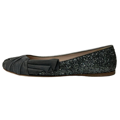 Miu Miu Flat Shoes 40 Silver Gray Glitter