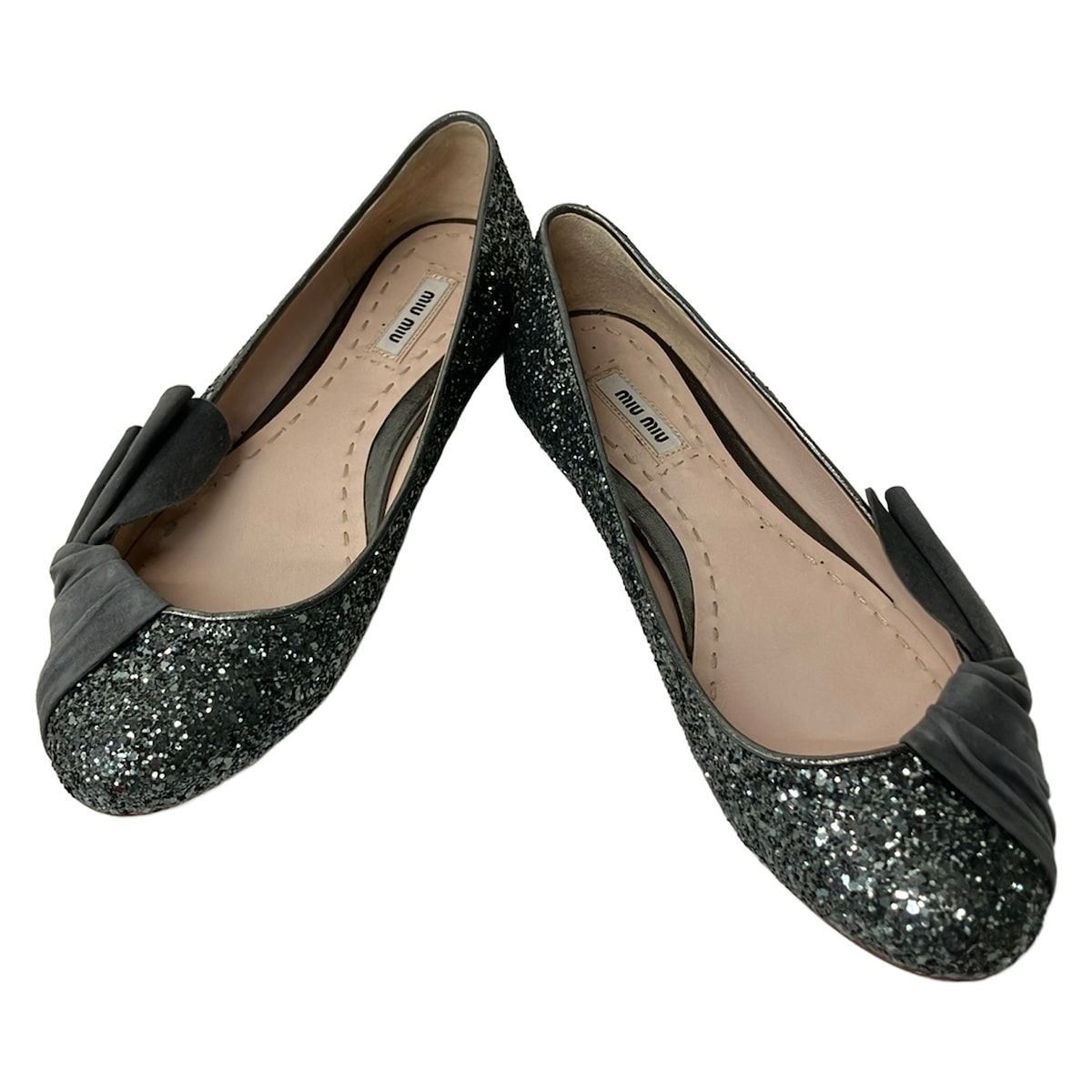 Miu Miu Flat Shoes 40 Silver Gray Glitter — view 2