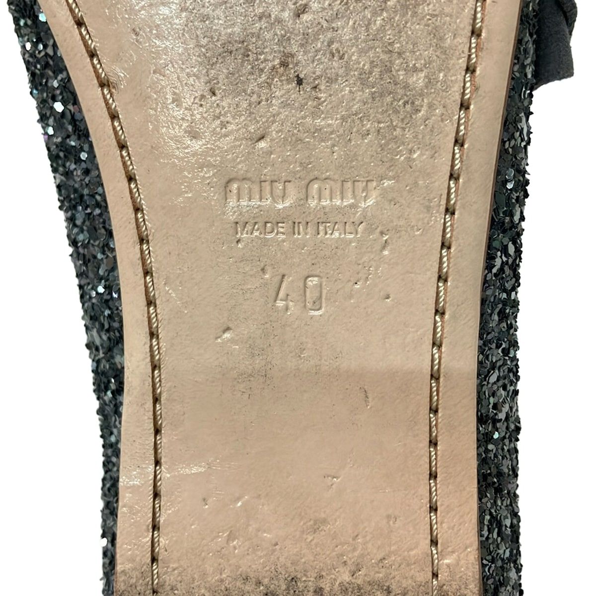 Miu Miu Flat Shoes 40 Silver Gray Glitter — view 6