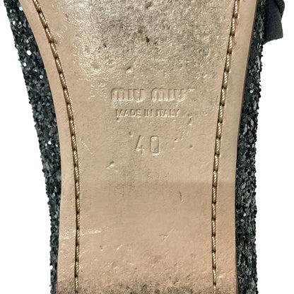 Miu Miu Flat Shoes 40 Silver Gray Glitter — view 6