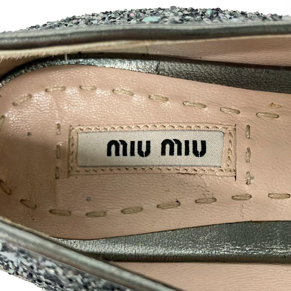 Miu Miu Flat Shoes 40 Silver Gray Glitter — view 5
