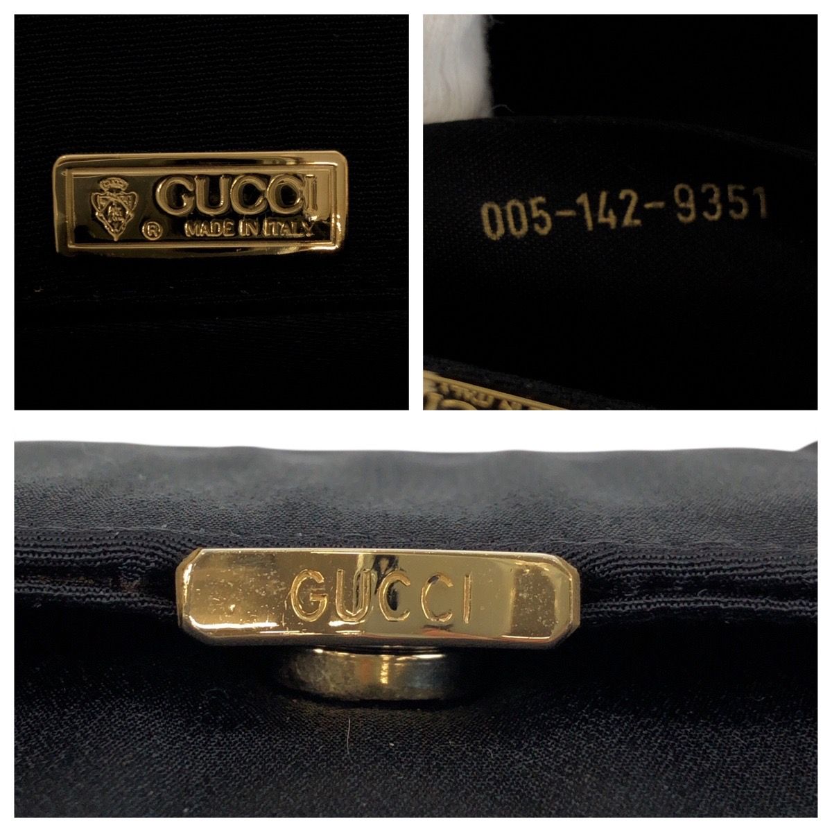 Gucci Vintage Black Gold Satin 005 142 Clutch — view 5