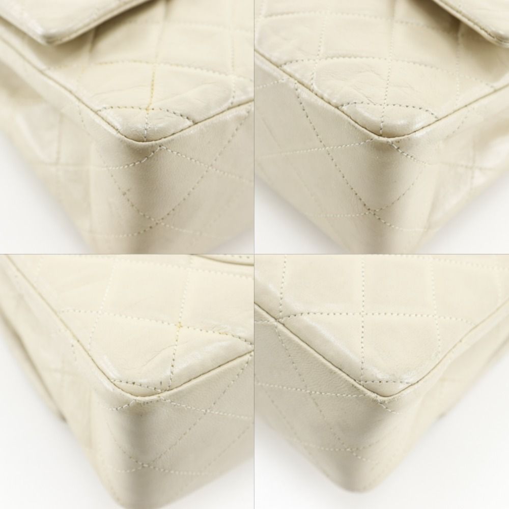 Chanel Chain Shoulder Quilted 25 Double Flap Lambskin Beige Bag — view 4