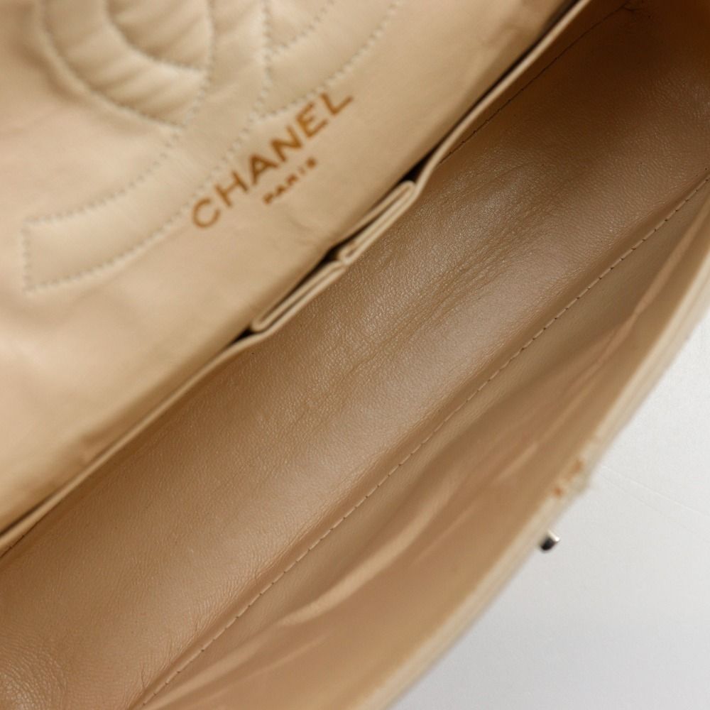 Chanel Chain Shoulder Quilted 25 Double Flap Lambskin Beige Bag — view 6
