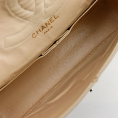 Chanel Chain Shoulder Quilted 25 Double Flap Lambskin Beige Bag — view 6