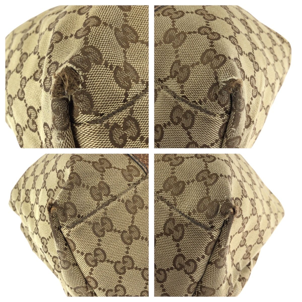 Gucci Bamboo Beige Brown Silver GG Canvas Leather Tote Shoulder Bag — view 3