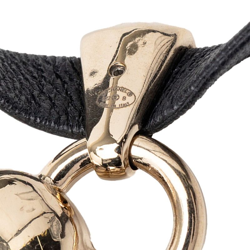 Chanel Heart Locket Turnlock Motif Necklace Gold Black Plated Leather — view 5