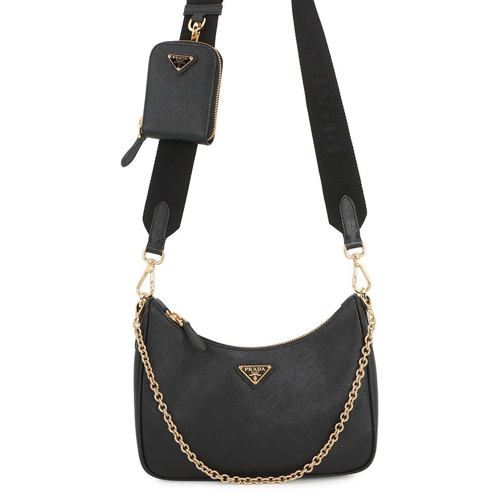 Prada Shoulder Bag Re Edition Saffiano Leather 2-Way Black